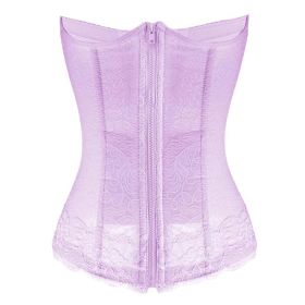 Women's Boned Corset Top Lingerie Bridal Underbust Low Back Waist Belt, Purple