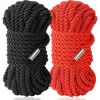 2pack Silk Rope Long Rope, Skin Friendly Soft Rope Durable, 5M 8 mm Multipurpose Long Satin Braided Twisted Rope (Black, Red)