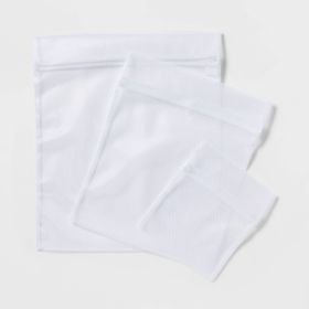 3pk Mesh Wash Bags White: Lingerie & Garment Bags for Delicates, Polyester Laundry Sorting