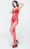 Blancho SE-146-RED Lady Lace Open Crotch Body Stocking - Red - Medium