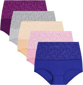 Women Underwear High Waist Cotton Briefs Ladies Panties Tummy Control Panty Full Coverage Multipack (Color: 5 Pack-jacquards, size: S)