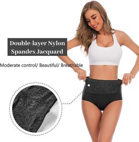Women Underwear High Waist Cotton Briefs Ladies Panties Tummy Control Panty Full Coverage Multipack (Color: 5 Packs-jacquards, size: S)
