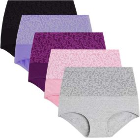 Women Underwear High Waist Cotton Briefs Ladies Panties Tummy Control Panty Full Coverage Multipack (Color: 5 Packs-jacquard, size: 3XL)