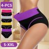4 Pack Classic Women Tight Panties Bikini Panty Women's Mid-High Waist Briefs Knickers